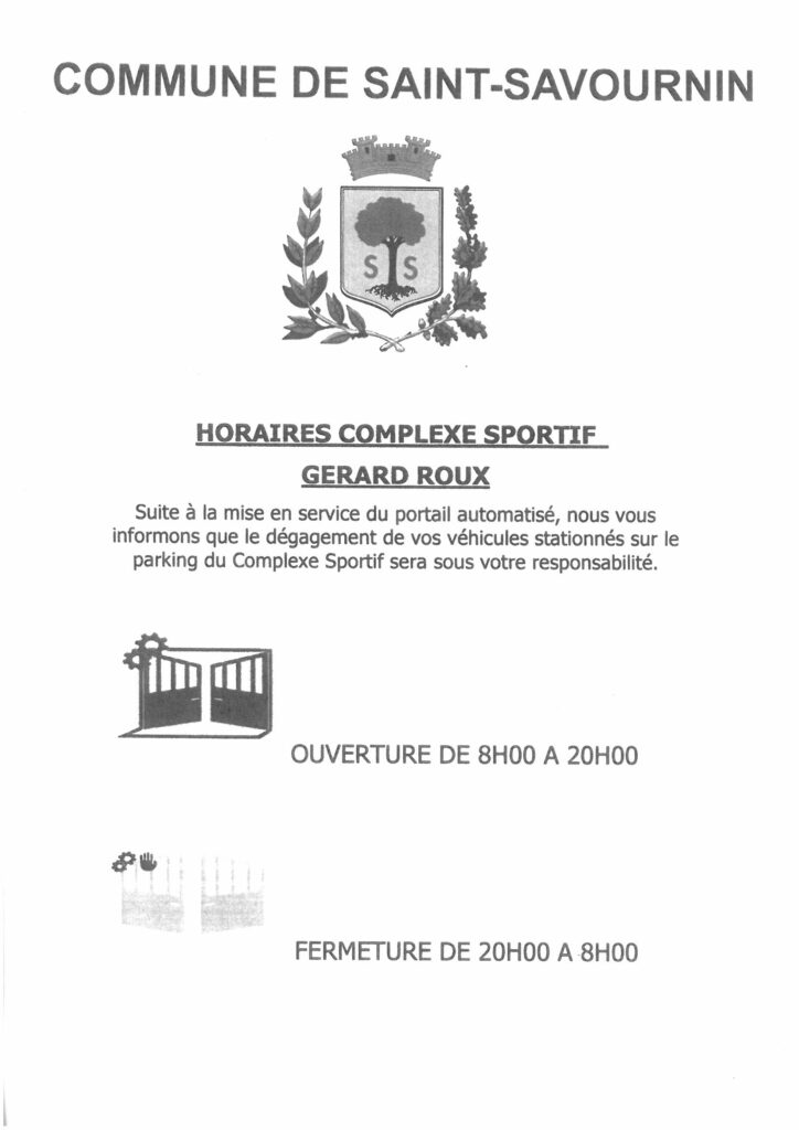 Mairie Saint-Savournin horaires complexe sportif