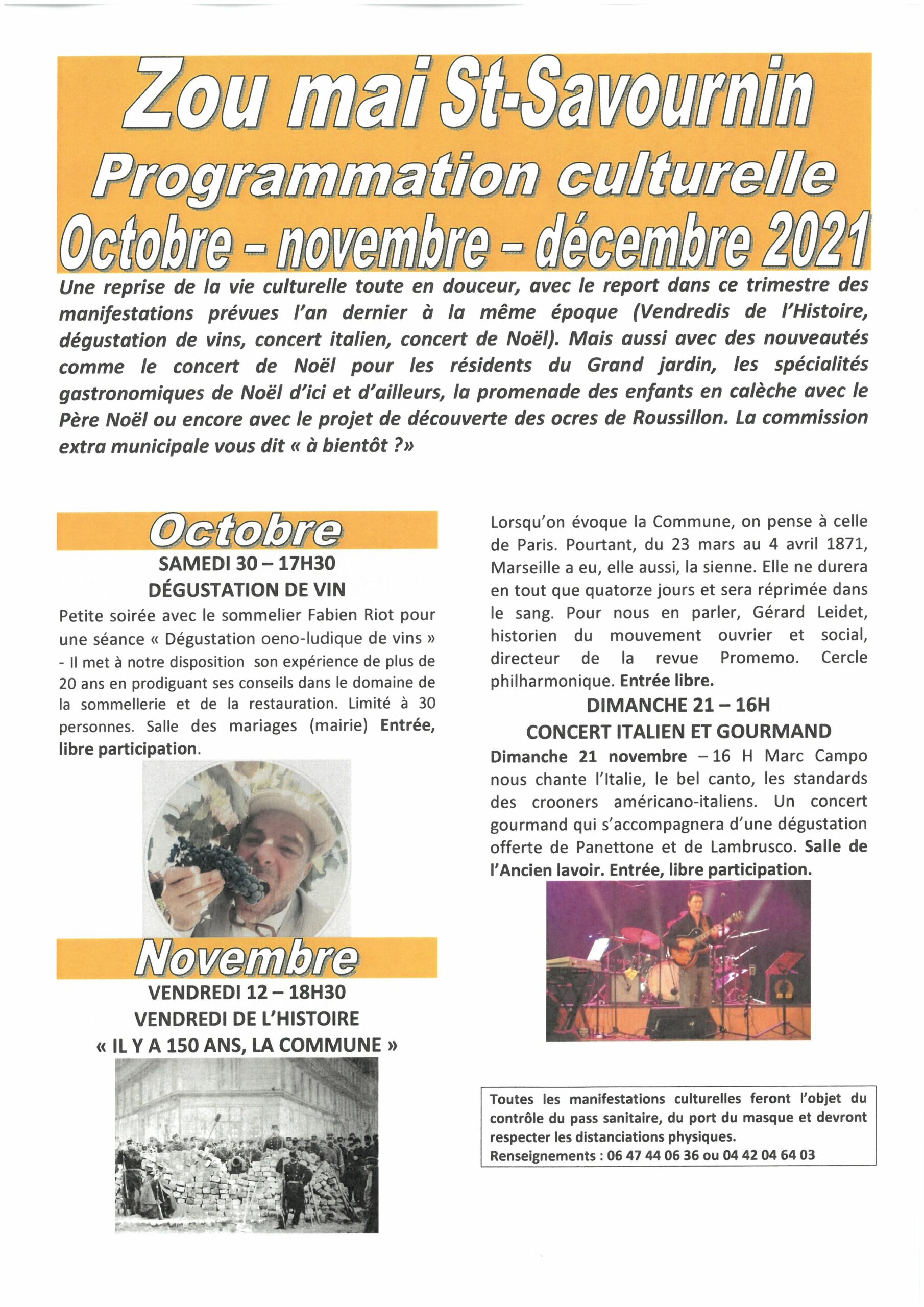 mairie Saint-Savournin zou mai programme culturel oct et nov 2021