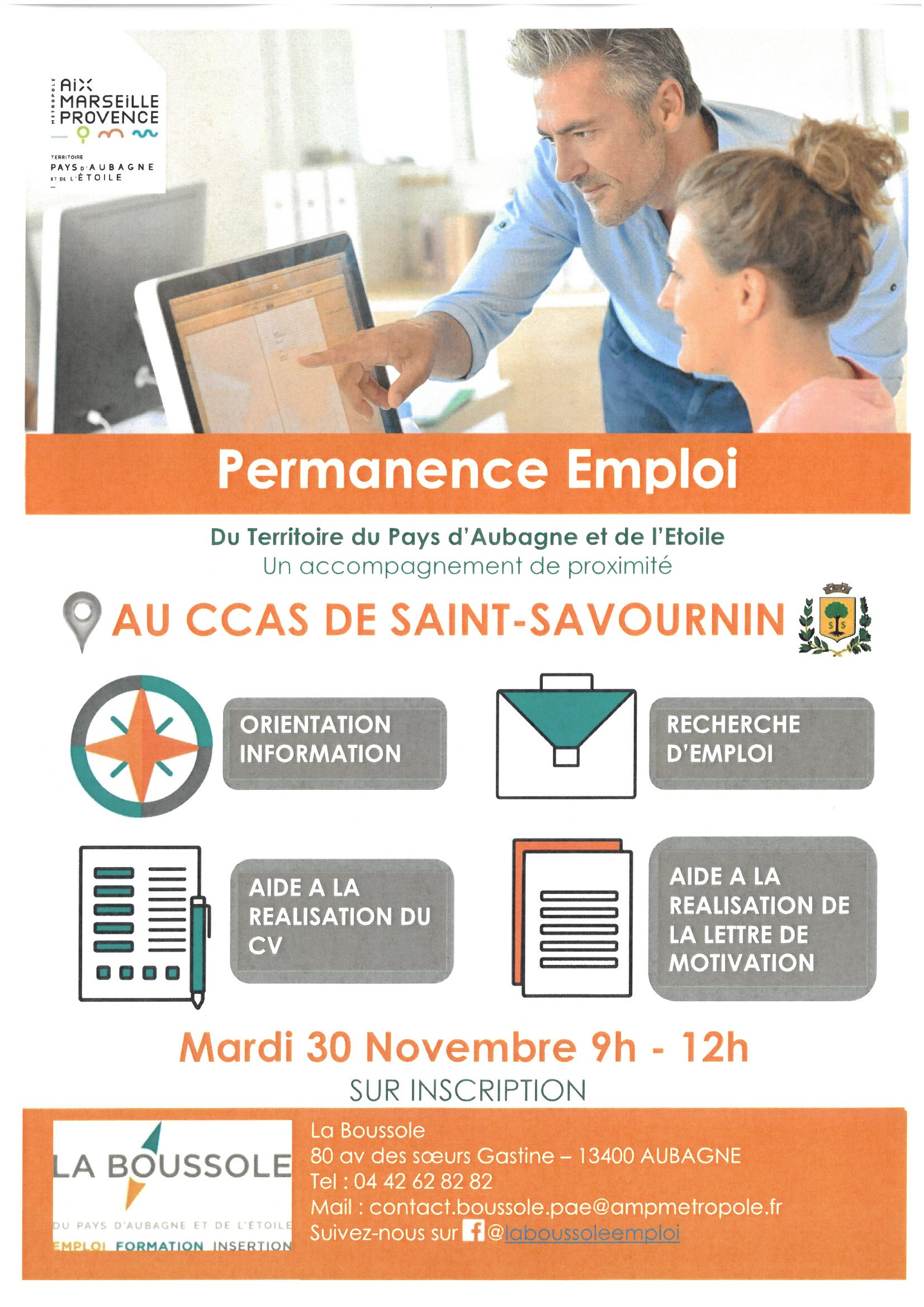 Mairie Saint-Savournin permanence emploi mardi 30 novembre ccas