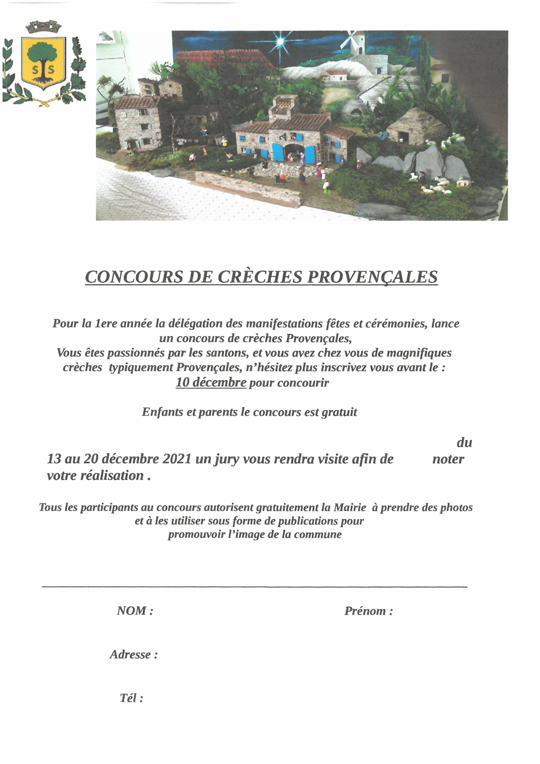 Mairie Saint-Savournin concours crèches provençales 2021 - bulletin inscription
