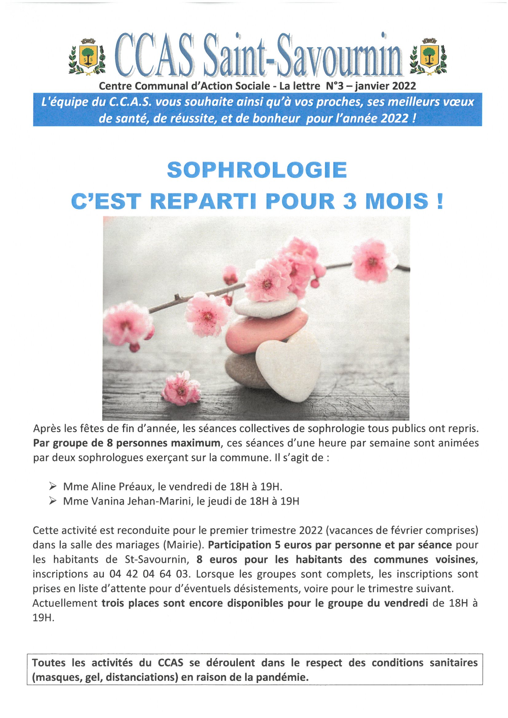Mairie Saint-Savournin extrait lettre 3 janv 2022 sophrologie