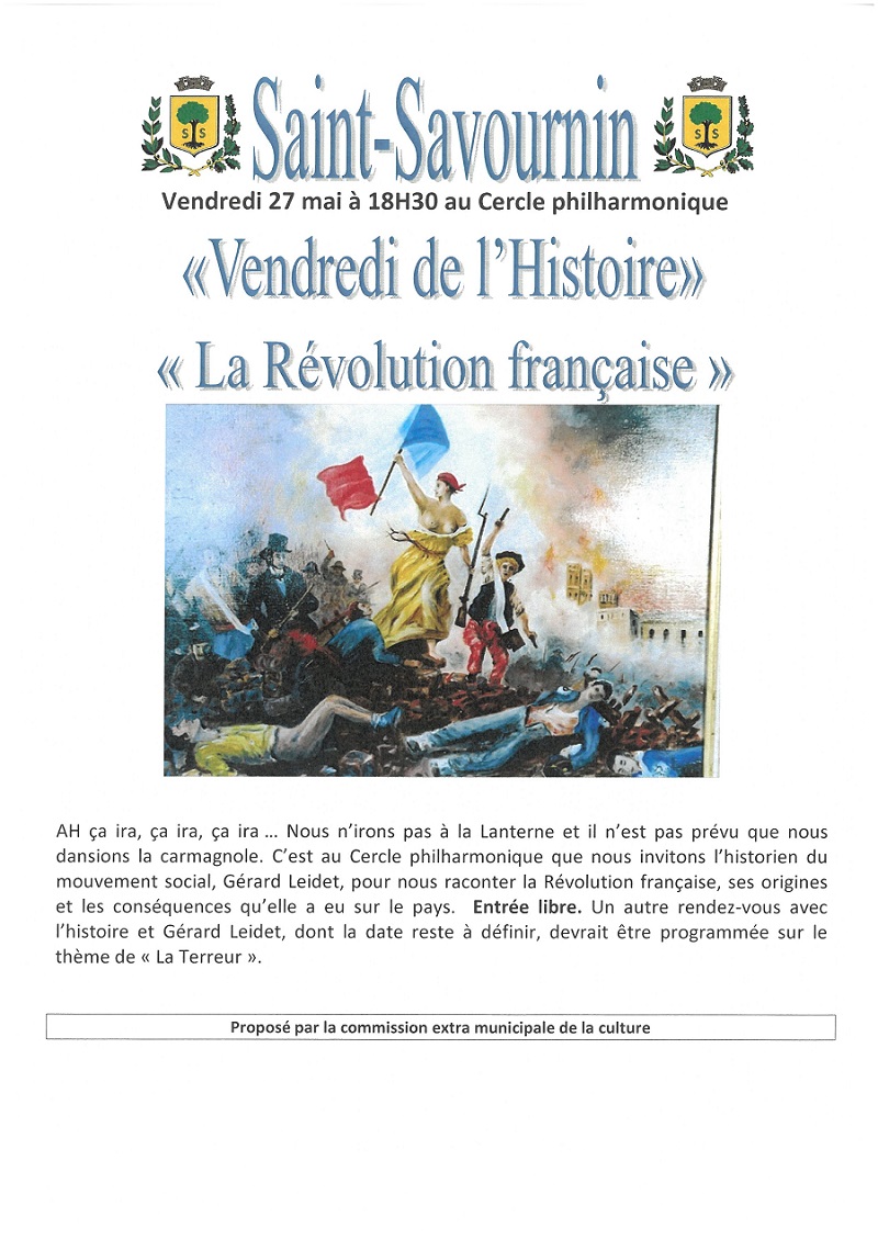 Mairie Saint-Savournin Vendredi Histoire la révolution française 27 mai 2022