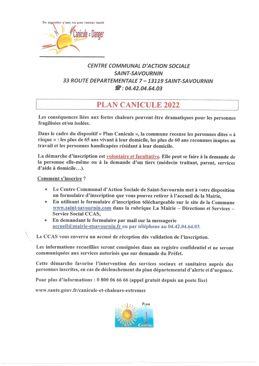 Mairie Saint-Savournin plan canicule CCAS 2022