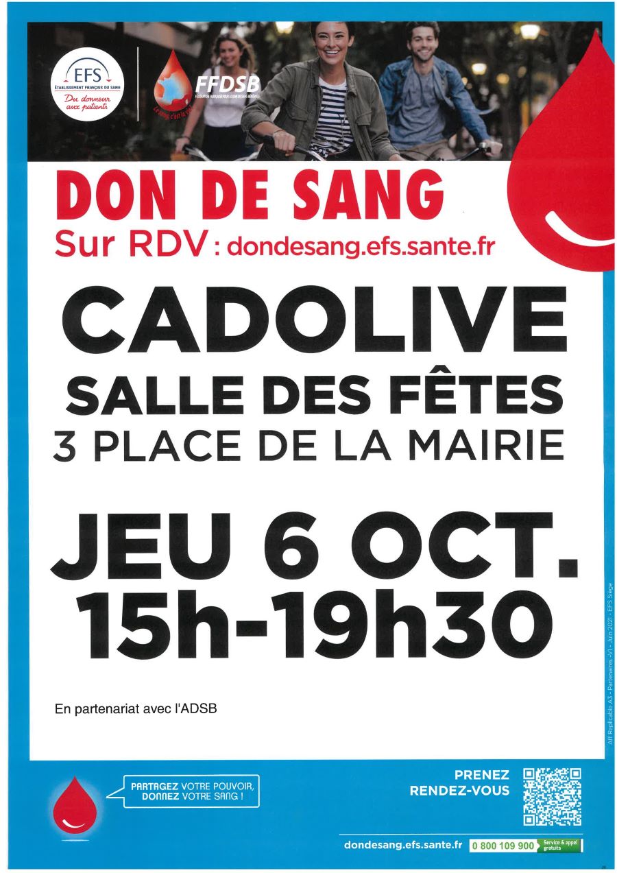 Mairie Saint-Savournin Affiche Don de sang Cadolive 6 oct 2022