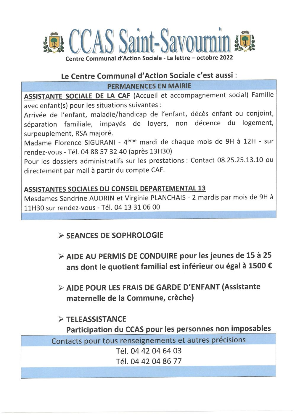 Mairie de Saint-Savournin CCAS Lettre information octobre 2022 page 2