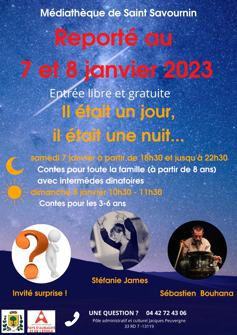 Mairie Saint-Savournin contes à la médiatheque les 7 et 8 janvier 2023