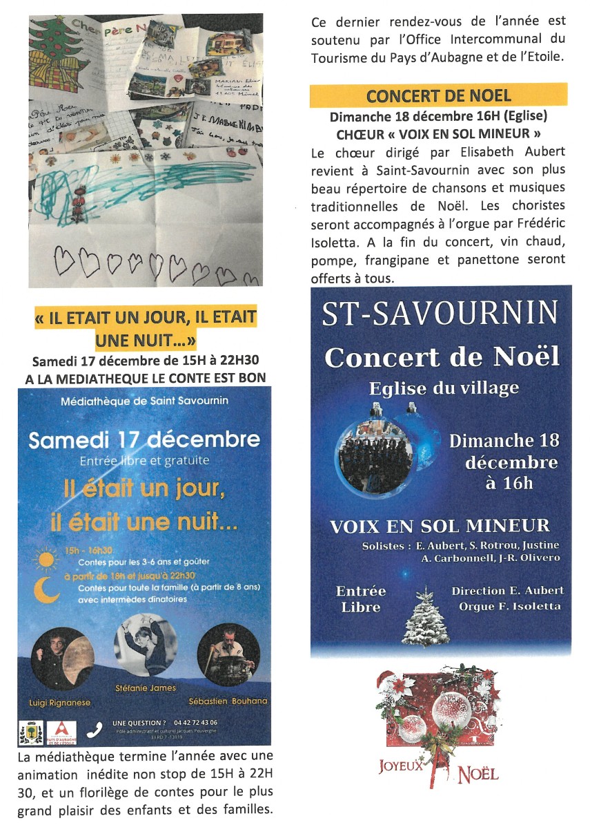 Mairie Saint-savournin derniers rdv culturels décembre 2022 2ème partie