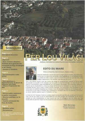 Mairie Saint-Savournin page 1 du journal municipal Per Lou Vilagi mars 2023