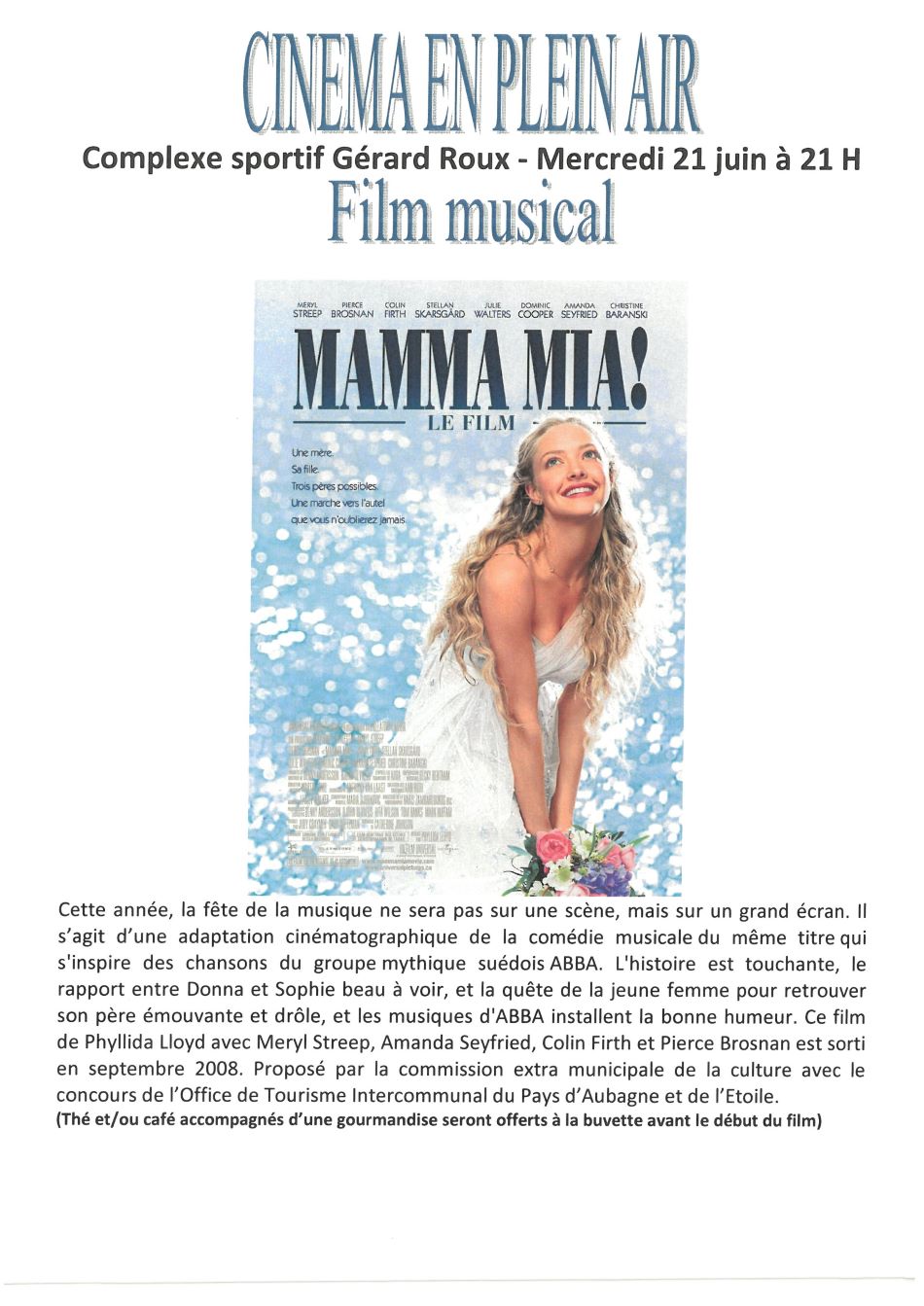 Mairie Saint-Savournin cinéma plein-air 21 juin 2023