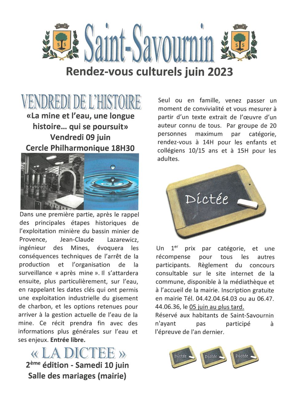 Mairie Saint-Savournin rendez-vous culturels juin 2023