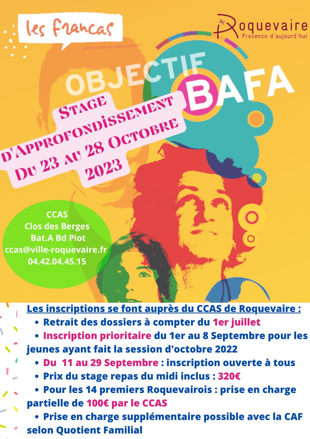 Mairie Saint-Savournin information Stage BAFA CCAS Roquevaire Toussaint 2023