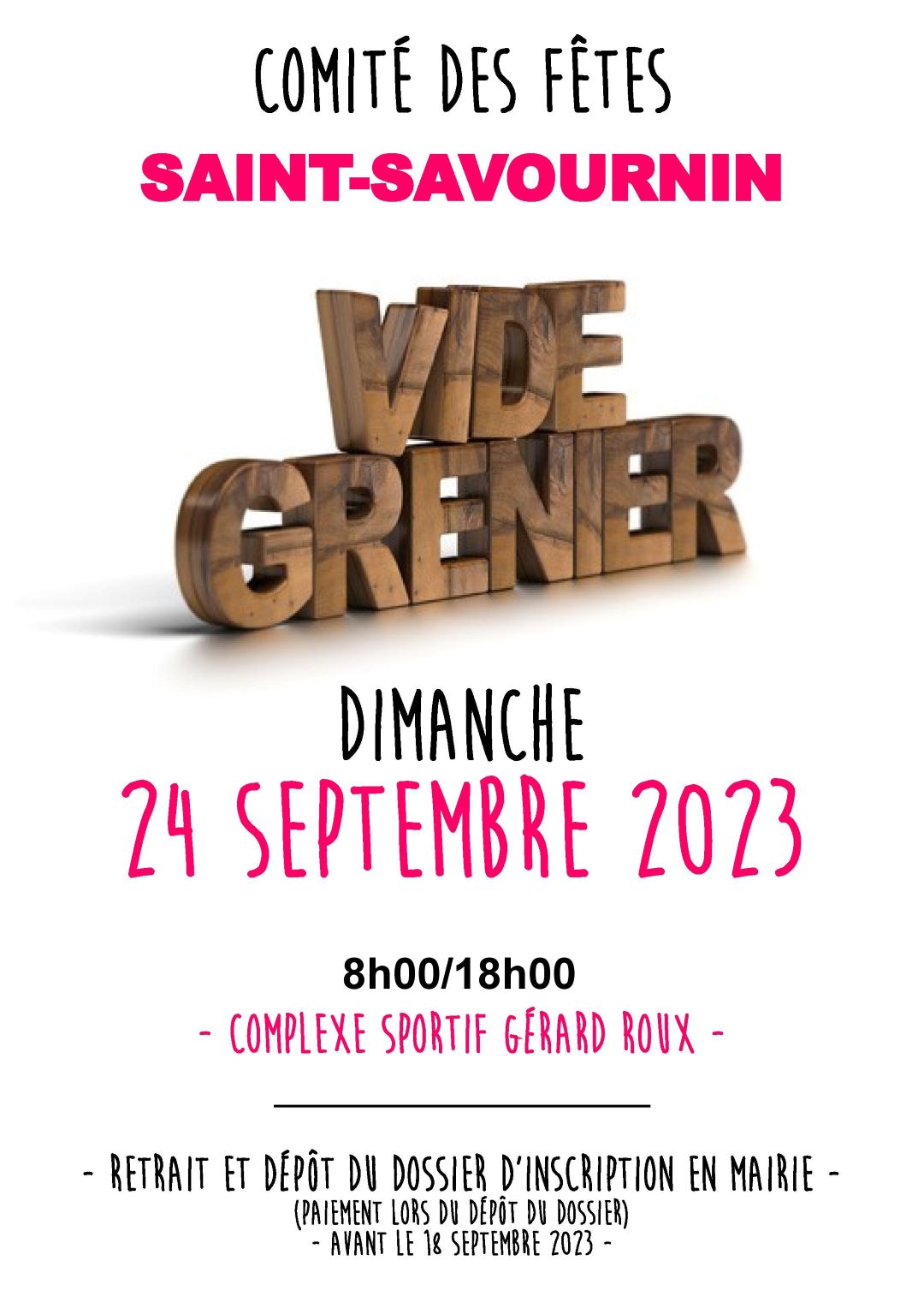 Mairie Saint-Savournin affiche vide grenier 24 septembre 2023