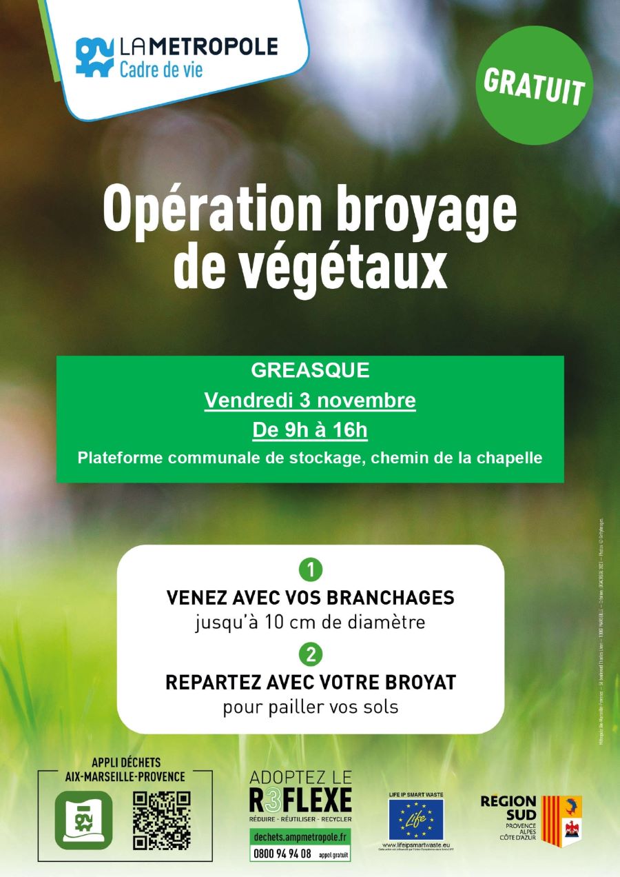 Mairie Saint-Savournin Opération broyage Gréasque 3 novembre 2023