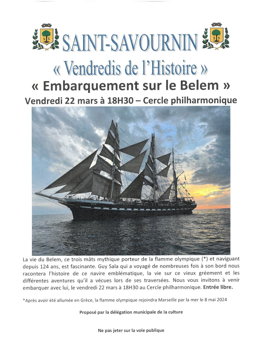 Mairie Saint-Savournin Vendredi Histoire Le Belem 22 mars 2024