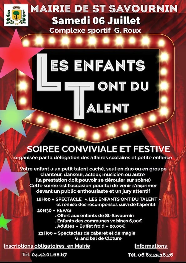 Mairie Saint-Savournin soirée les enfants ont du talent samedi 6 juillet 2024