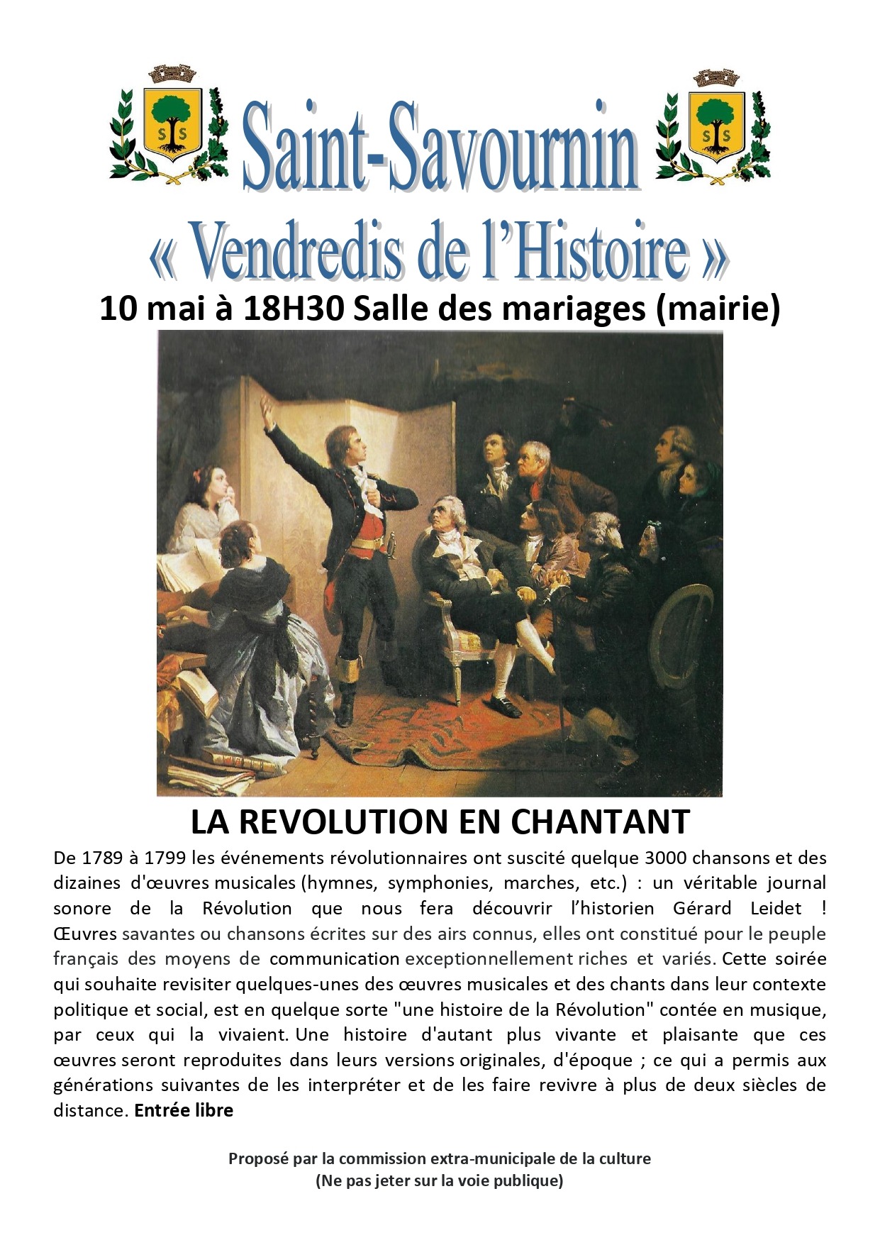 Mairie Saint-Savournin vendredi de l'histoire La révolution en chantant 10 mai 2024