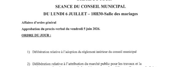 CONSEIL MUNICIPAL DU 6 JUILLET