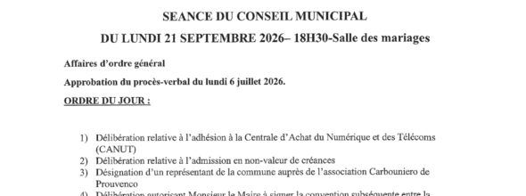 CONSEIL MUNICIPAL DU 21 SEPTEMBRE 2026